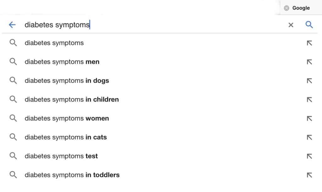 Demonstrating another variation example of a pharma marketing tool - Google's autocomplete feature