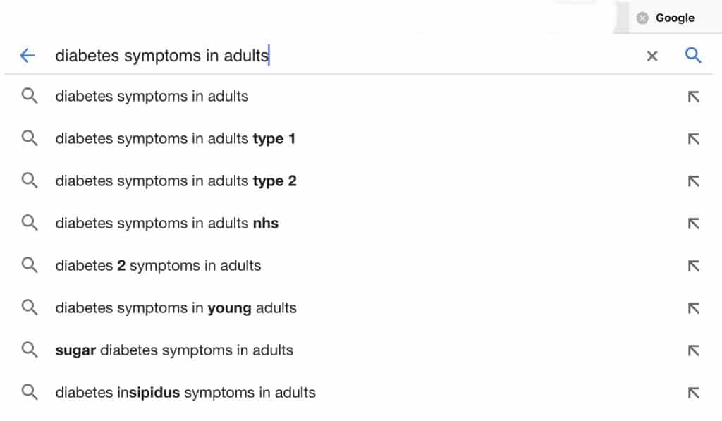 An example of a pharma marketing tool - Google's autocomplete feature