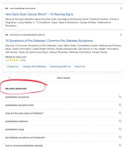 Demonstrating an example of a pharma marketing tool - Google searches related to