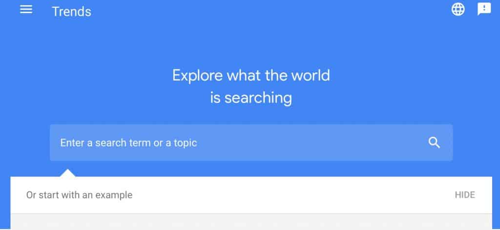 Google trend search bar - pharma market research tool
